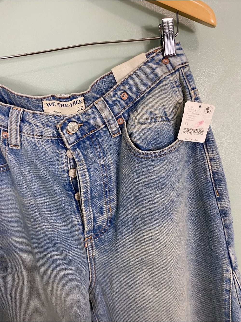 Free People Eden Slouchy Flare Jeans Denim Blue Fast Forward Baggy Sz‎ 28 - Picture 3 of 7